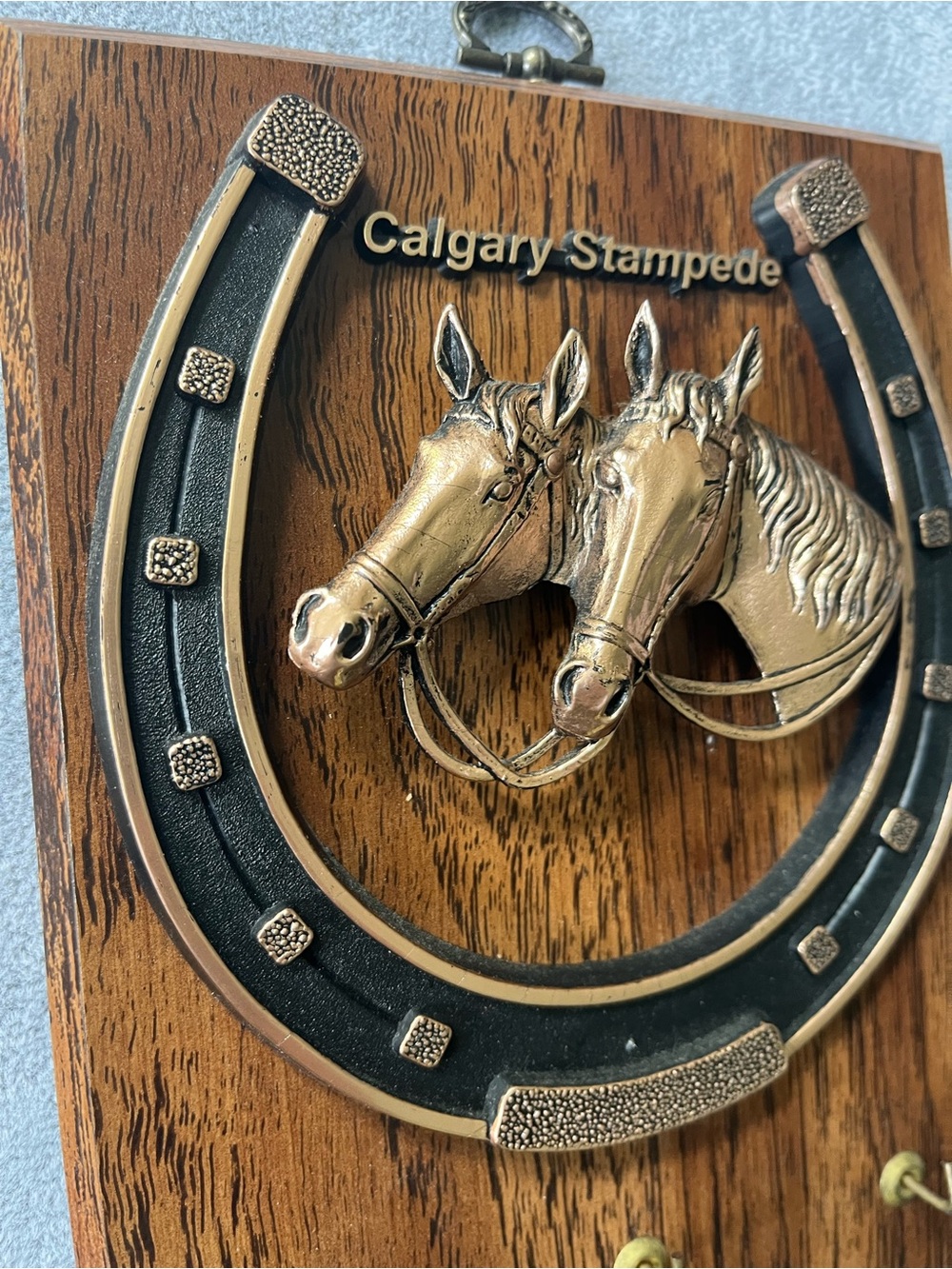 Vintage Calgary Stampede Horse & Horseshoe Wall Key Holder Western Decor